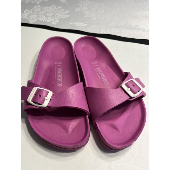Birkenstock Shoes - BIRKENSTOCK Madrid Sandals Pink Purple Eva Flat Slides Buckle Comfort Sz 38 / 7